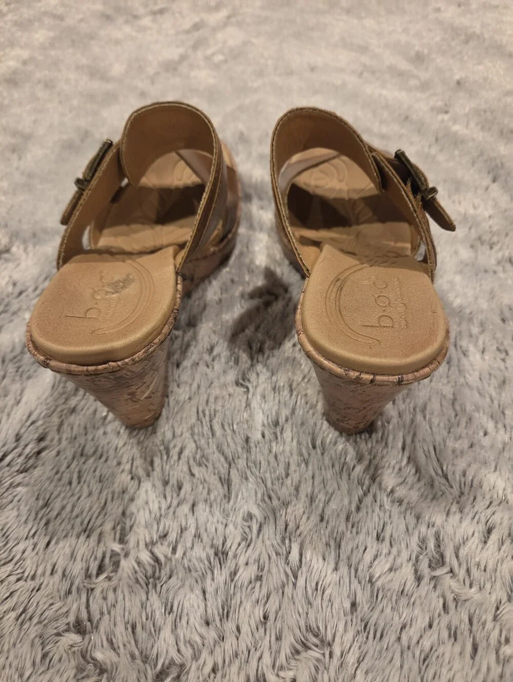 b.o.c. Tan Leather Double-Strap Wedge Sandals